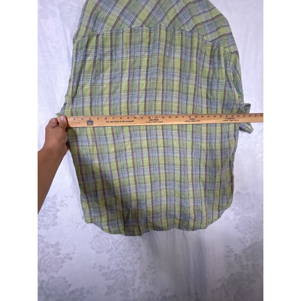 Tommy Bahama Button Up XL Green Plaid 100% Linen Short Sleeve - Picture 10 of 11